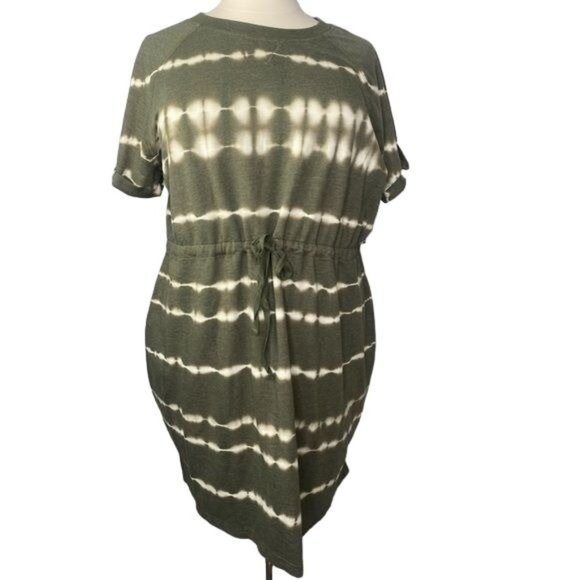 Sonoma Dresses & Skirts - NWT Sonoma ladies tie dyed green & white Terry dress short sleeve size 2X
